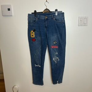 H&M Denim Ankle Jeans with Colorful Patches❤️12